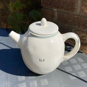 Rae Dunn Blue Stripe Ceramic Teapot